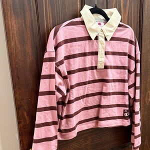 Champion woman’s Polo Shirt in Pink and Burgundy Stripes